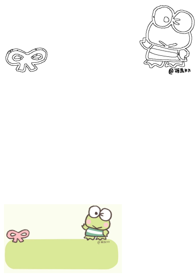 A cute Keroppi cartoon illustration on a note with a pink bow, perfect as wallpaper or background. 