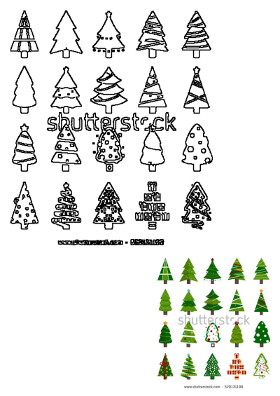 christmas trees with presents on white background