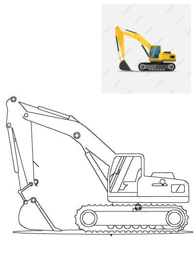 Illustration of a yellow excavator on a clean white background, ideal for construction, machinery or design projects.