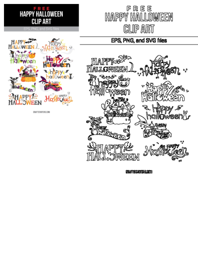 happy halloween clipart with pumpkins, bats and ghostes on it for free