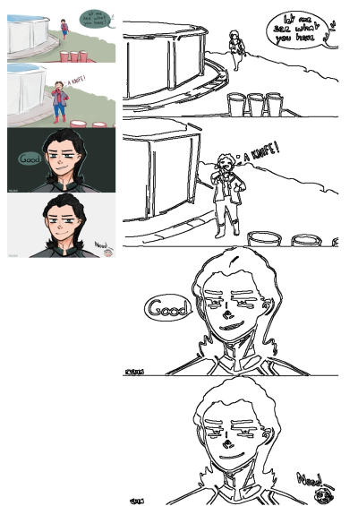 Marvel Avengers funny comic featuring Spider-Man with a knife & Loki's reaction. Inspired by memes and jokes. "Let me see what you have!"