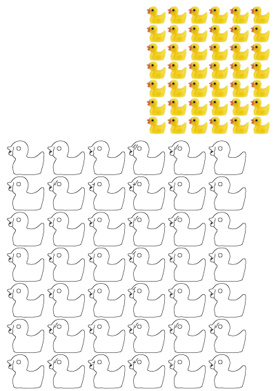 Image of many yellow rubber ducks lined up in neat rows, creating a playful and bright repeating pattern, perfect for bath time fun.