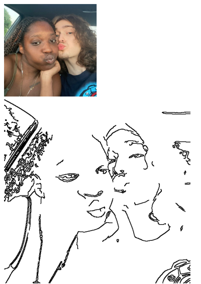 Close-up selfie of Aliyah with a friend. They are both puckering their lips as if to kiss, creating a fun and playful moment.