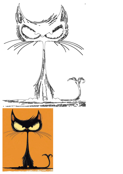 an image of a black cat with big eyes and whiskers on it's face