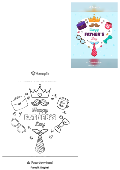 father's day card with various items in the shape of a heart and text