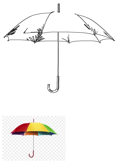 Brighten up any day with this vibrant umbrella featuring a spectrum of colors and a distinctive red handle, as described in the alt text.