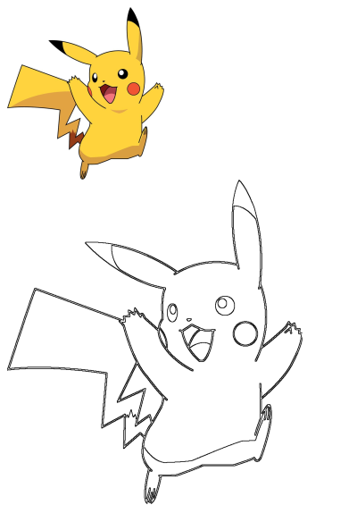 Cartoon Pikachu, with its wings spread, seemingly flying through the air. A happy and energized Pokemon character from the popular franchise.