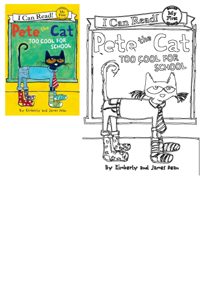 Pete the Cat: Too Cool for School book cover. The popular cat is dressed up, ready for a day at school in this I Can Read book.