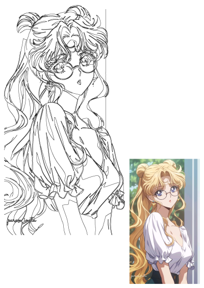 Fan art of Sailor Moon with glasses in Kawaii style. A magical anime girl, Moon Princess from Sailor Moon Crystal, #SailorMoonAesthetic.