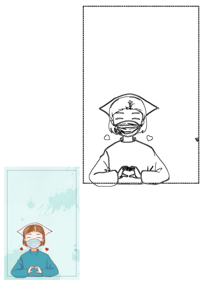 A woman wearing a face mask and making the shape of a heart with her hands, expressing love and support during the pandemic.