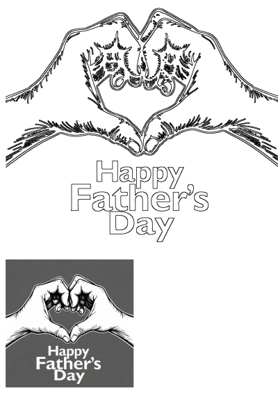 Happy Father's Day! Image shows two hands making a heart shape. Celebrate dad with love this Father's Day.
