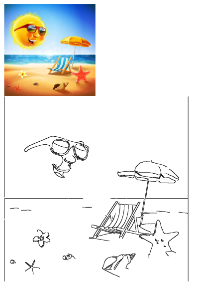 Cartoon sun with sunglasses relaxing in a beach chair under an umbrella on the sand. Summertime vacation and relaxation illustration.