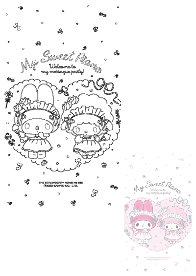 My Sweet Piano with My Melody welcome to my meringue party! Cute wallpaper for homescreen and lockscreen. Save and follow #kitmie aesthetic.