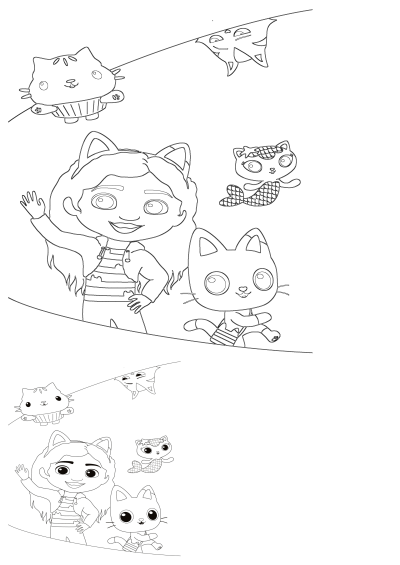 Littlest Pet Shop coloring page featuring girl and cats from cartoon for kids to print out and color with them, printable for kids.