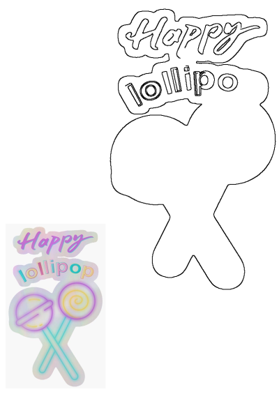 Two lollipop stickers with the words 'happy lollipop' on them. A colorful and fun design perfect for sweet treats and sticker lovers.