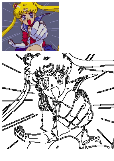 Animated image of Sailor Moon, a blonde woman with blue eyes in her sailor suit, sitting on the ground, looking determined and pointing forward.