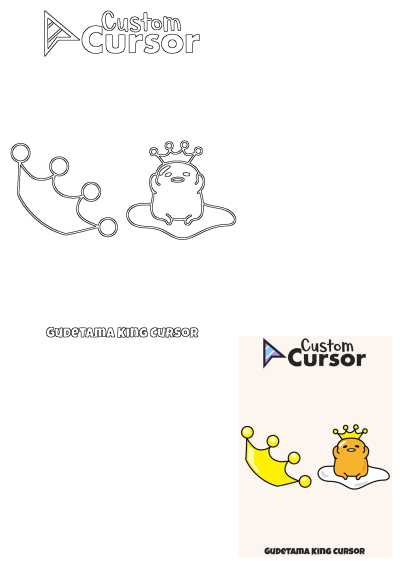 Cartoon image of a Gudetama character, the lazy egg, wearing a crown. It also shows an elaborate crown ready for the king.