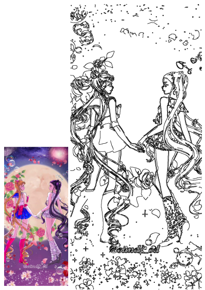 Fanart of Sailor Moon and Jennie Kim (Blackpink) holding hands under a full moon. Roses, bubbles, and magical girl vibes.