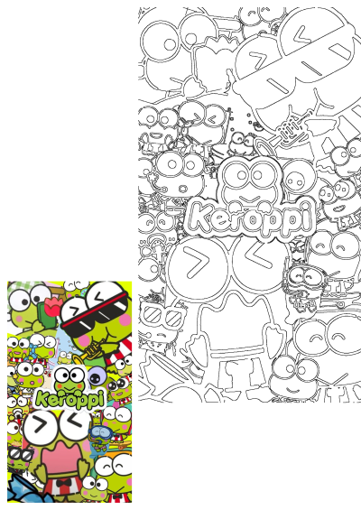 Colorful collage featuring a bunch of Keroppi cartoon characters in different poses and styles. A fun, vibrant image with the word "Keroppi".