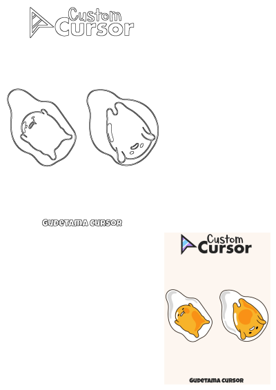 Two fried eggs featuring Gudetama, styled as a Custom Cursor. Playful & adorable Gudetama cursor. 