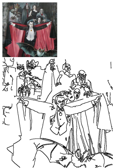 Headbanger Deb: An illustration of classic horror movie characters assembled together. Features vampires, monsters, and other spooky creatures.