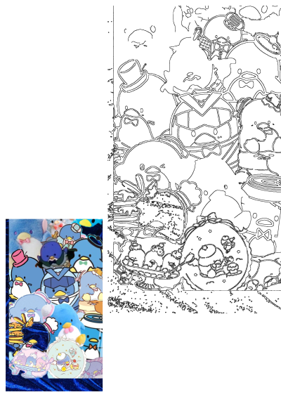 An assortment of cartoon stickers on a blue background, featuring the cartoon character Tuxedo Sam in different outfits and scenes.