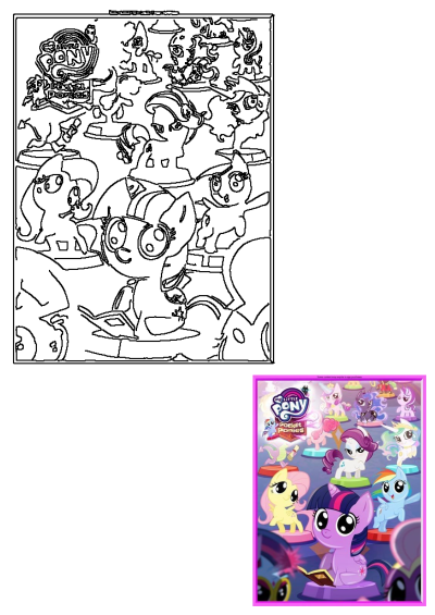 My Little Pony book series poster featuring colorful ponies, rainbows, and the Pocket Ponies logo. A vibrant scene from the pony world.