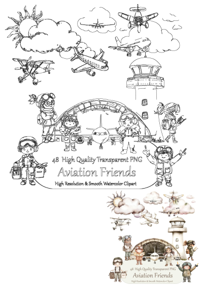 Sky Adventures aviator clipart collection is perfect for creative projects. Follow my shop for new listings: https://clipartscout.etsy.com