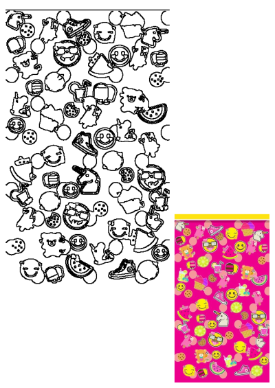 ?QueenSociety? pin on an Emoji Party! A fun iPhone wallpaper with emojis, unicorns, ice cream, and other cool elements on pink backgrounds.