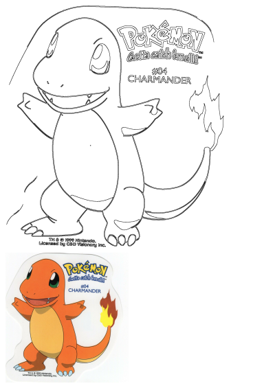 Sticker featuring the Pokemon character Charmander, #04, from 1999 Nintendo. 'Gotta catch 'em all!' This is a vintage Pokemon sticker.