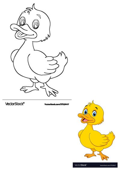 Adorable yellow duckling cartoon illustration. A charming and cheerful image of a cute duckling with big blue eyes.