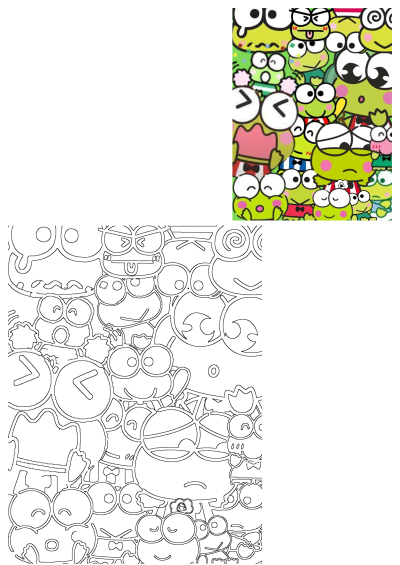 A bunch of cartoon characters, namely Keroppi, are grouped together. Illustration of the cartoon character Keroppi in various moods and outfits.