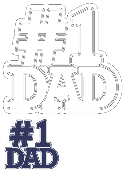 Blue number one dad sticker with hashs. Show your dad how much you appreciate him with this number one dad sticker.