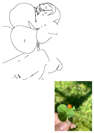 Lucky clover with a ladybug on it. Cottagecore spring photo showing the beauty of nature. Wallpaper and widger ideas for bug lovers.