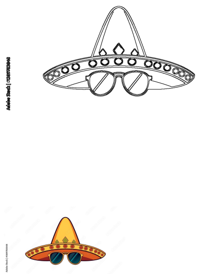 Illustration of an orange sombrero wearing sunglasses. A fun and festive image representing a sombrero with sunglasses. 