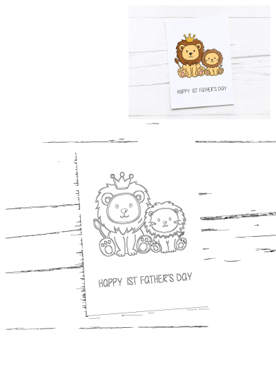 a father's day card with an image of a lion and his baby son