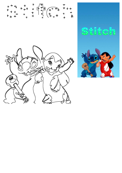 Cute stitch and lilo wallpaper, featuring the word 'stitch' in sparkly lettering. A fun background for fans of the movie.