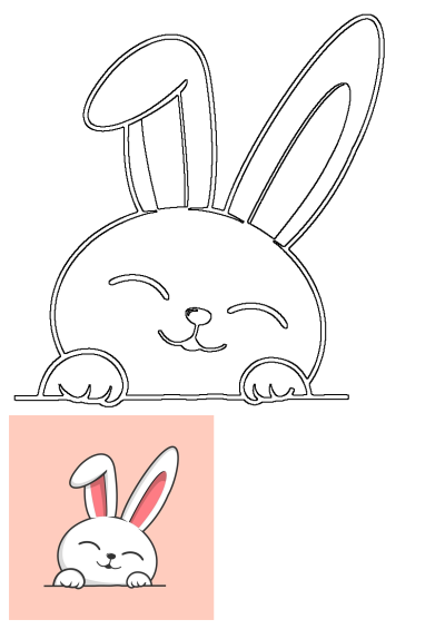 Cute white rabbit with pink ears peeking out from behind a blank sign on a pink background. Adorable illustration for Easter or spring.