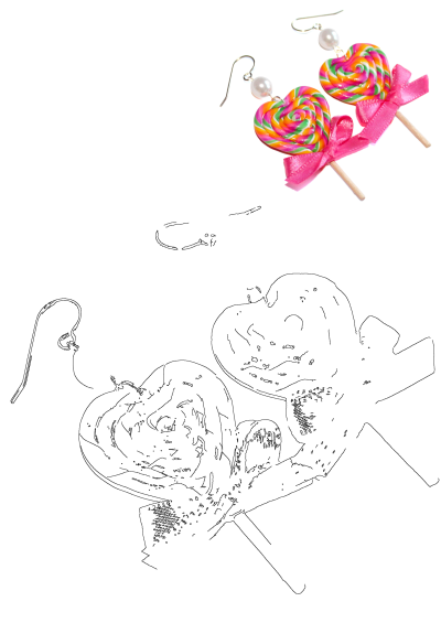 Rainbow Heart Lollipop Earrings: Hand-sculpted, accented with bows and pearls, nostalgic carnival treat style. Lightweight, ~2.5" long.