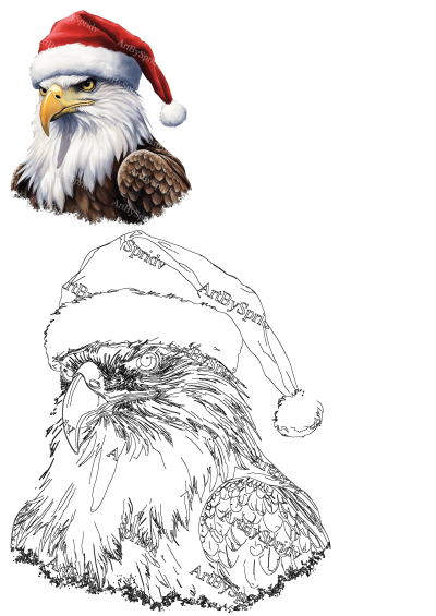 Festive eagle wearing a Santa Claus hat. This image captures the spirit of Christmas with a unique and patriotic twist. Perfect for holiday fun!