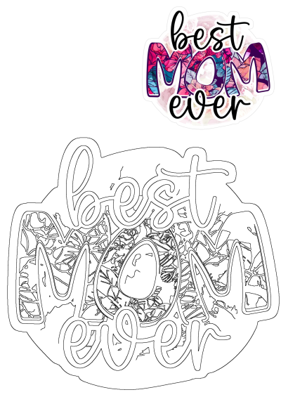 Best Mom Ever sticker featuring pink and purple flowers on a white background. A great way to show your mom how much you care!
