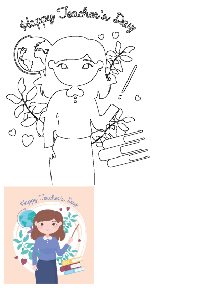 Happy Teacher's Day illustration featuring a woman holding a pointer and books. A sweet image to celebrate teachers and their hard work.