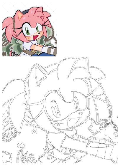 Cute fan art illustration of Amy Rose, the pink hedgehog from the Sonic the Hedgehog series. She is smiling with a playful expression.