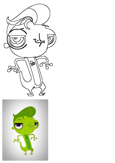 Cartoon image of a cool, green lizard character with a stylish hairstyle and a unique charm, making it a fun and eye-catching design.