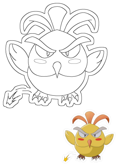 A cartoon woodpecker sticker with an angry expression, the yellow bird design anticipates its popularity in 2025. Sticker illustration.