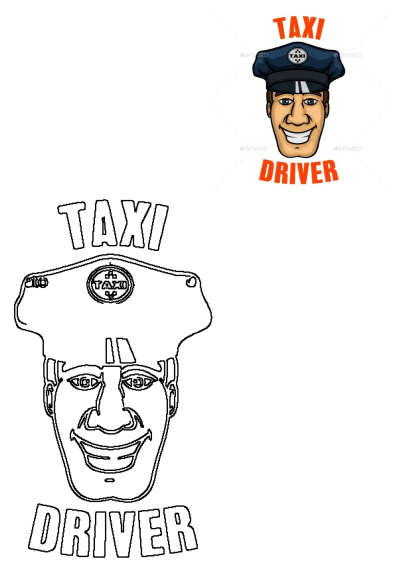 Cartoon image of a smiling taxi driver wearing a taxi hat. Vector illustration for miscellaneous objects or arts print templates.