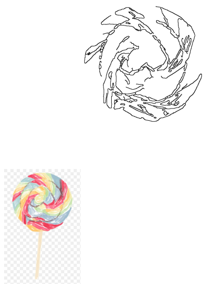 A colorful lollipop on a stick with a watercolor texture and transparent background. HD PNG clipart perfect for designs and illustrations.