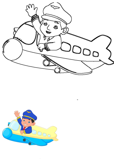 Cartoon illustration of a cheerful young pilot waving from the cockpit of his yellow and blue airplane. Great for kids' aviation themes.