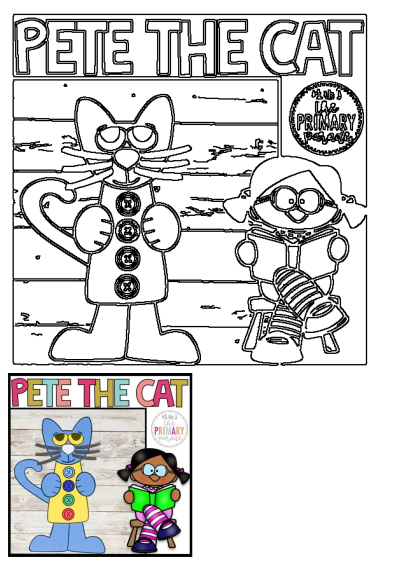 Pete the Cat craft, perfect for back to school read alouds, especially Four Groovy Buttons. Cut and paste template included with instructions.