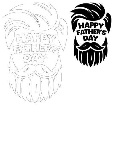 A stylized graphic for Happy Father's Day featuring a cool hairstyle and beard. Great for Father's Day celebrations.